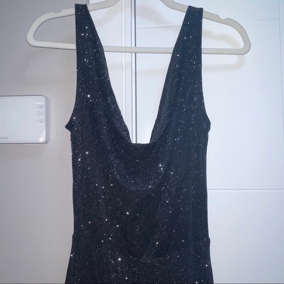 Black sparkly long side split maxi dress - Picture 4 of 10